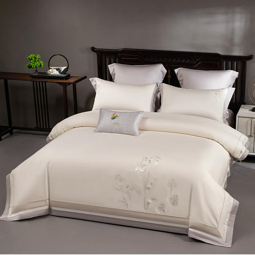 多喜爱 100S双股埃及棉四件套 月下芍影/香兰花园hl【高支高密】【双面质感】【中式美学】【优雅浪漫】三方出框&花边工艺 精美刺绣 商品图8