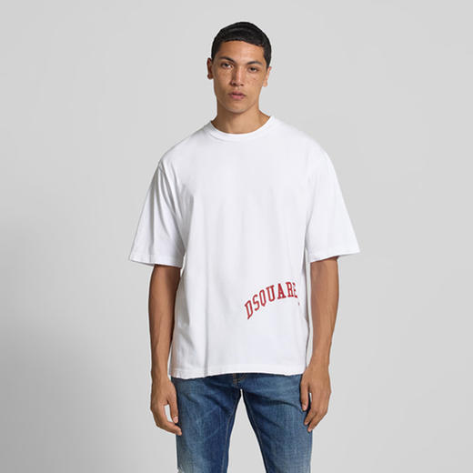 DSQUARED2 男士字母徽标印花棉质圆领短袖T恤 白色 S71GD1601 D20035 101 商品图0