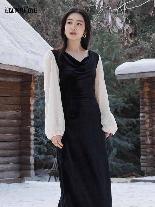 【门店同款】ENJOY冬季“相聚时刻”银河亮片拼接长裙 168793075 商品图2