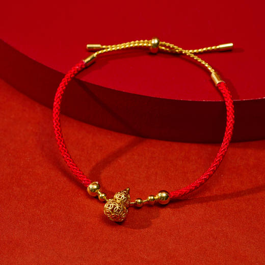 【“红”运相伴  耀启新年】三彩2026新款镂空金葫芦手链红绳 商品图4