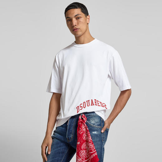 DSQUARED2 男士字母徽标印花棉质圆领短袖T恤 白色 S71GD1601 D20035 101 商品图2