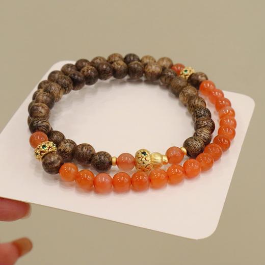 【南红沉香葫芦双圈手串】敦煌福泽平安福禄天然南红沉香手串 双圈女新中式复古小众设计款手串 商品图3