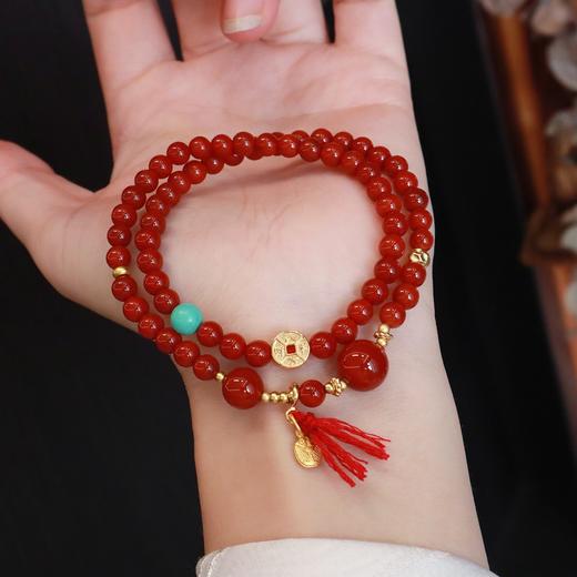 【八方来财·南红玛瑙双圈手串】敦煌小众红玛瑙新中式手串系列女仿南红国风设计款本命年平安好运 商品图4