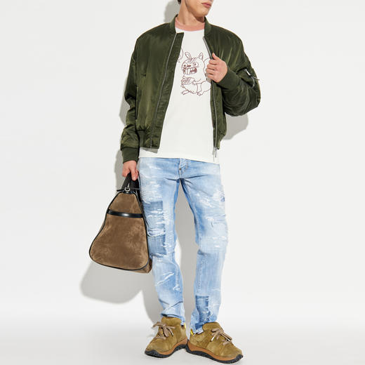 DSQUARED2 男士卡通松鼠徽标印花棉质圆领短袖T恤 白色 S71GD1575 D20035 961 商品图4