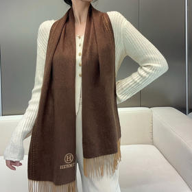 秋冬特惠💰300 HERMES🧣爱马仕围巾 巴黎时装展商务男士女士通用双面羊毛披肩