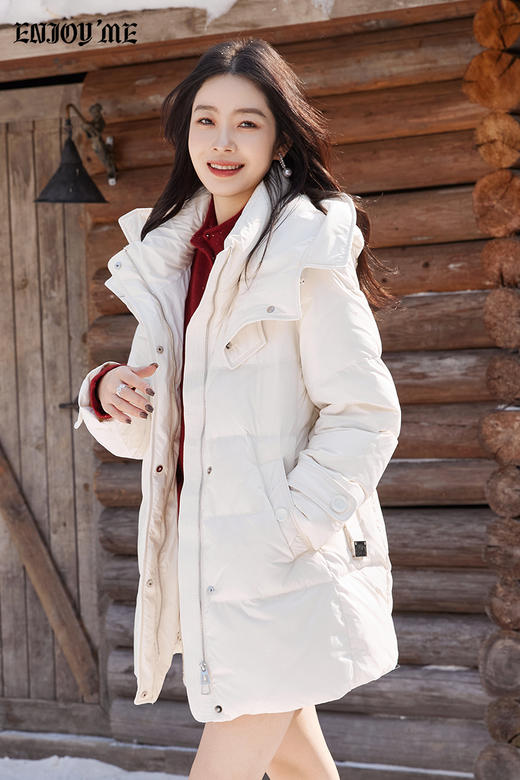 【门店同款】ENJOY冬季“暖冬软糖”修身收腰中长款羽绒服 168693648 商品图2