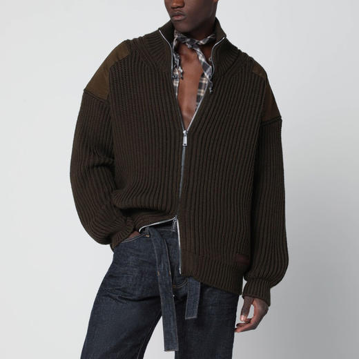 DSQUARED2 男士字母徽标贴片羊毛夹克外套 深绿色 S71HA1397 D13163 710 商品图0