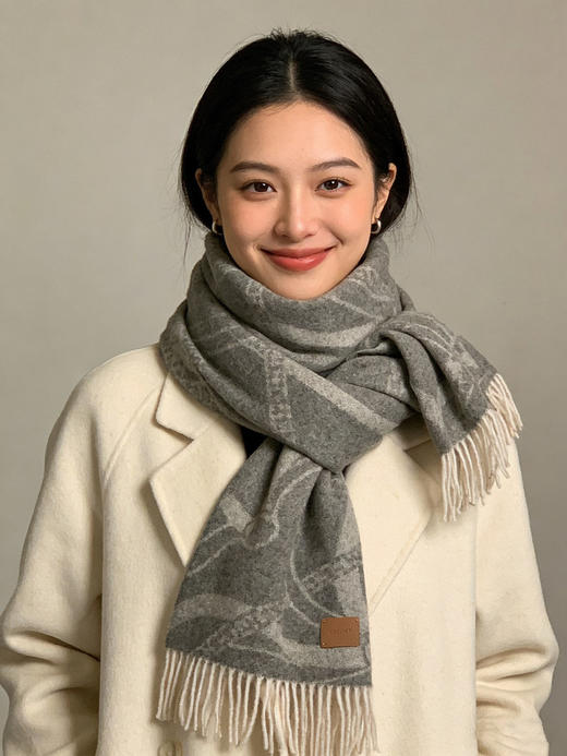 秋冬特惠💰350 爱马仕 巴黎时装展商务男士女士羊毛围巾 商品图1