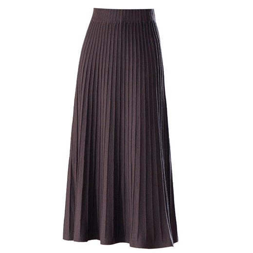 「自」全新升级【铂金会员128/天猫169/差价41】(12247)洛诗琳美拉德坑条针织半身裙2025秋冬高腰显瘦通勤百搭A字裙 商品图4