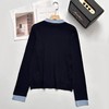 D122426冬季新款时尚撞色翻领针织衫显瘦开衫上衣 商品缩略图1
