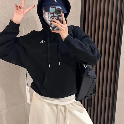 D122459加绒套头上衣纯色休闲宽松运动抽绳连帽卫衣 商品图10