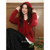 鹿向南「节日限定」新年红色毛衣女秋冬蕾丝拼接连帽开衫针织上衣 商品缩略图4