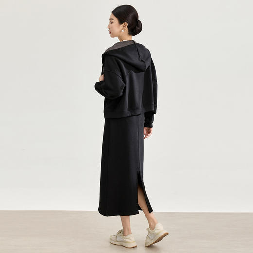 「高货wl」全新升级【铂金会员358/天猫479/差价121】(99404)洛诗琳2025秋冬羊毛混纺连帽外套松紧腰半身裙两件套女 商品图2