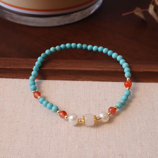 【菱镁矿手串】敦煌小众福泽新中式磷镁矿手串女小众设计轻奢女生设计感珍珠手链 商品图7