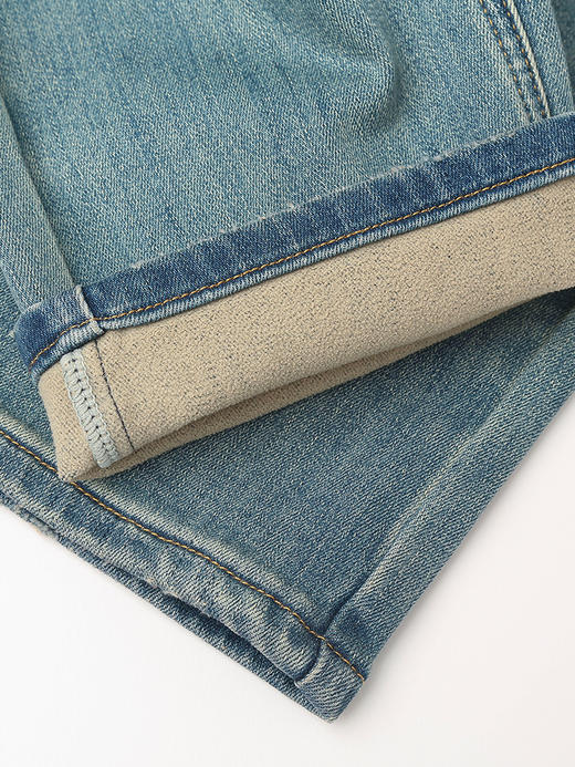 松弛感日常穿搭 浅蓝做旧高腰九分牛仔裤 双扣细节 + 毛边裤脚宽松显瘦直筒裤 商品图4