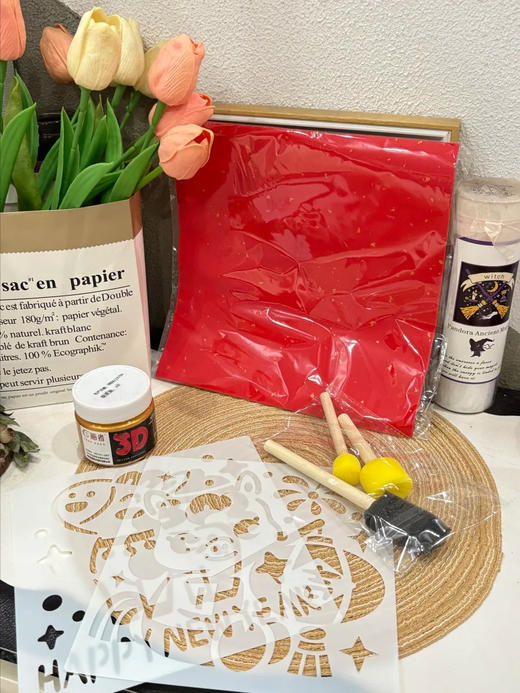 🎏大尺寸豪华版【新年非遗拓印年画diy58件套 】🔥超值组合装❗感受传统文化的同时还能锻炼动手能力🌈年味满满 🏮洒金宣纸是23*23的，✨ 商品图2