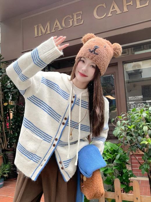 <曾小咸推荐>现货秒杀 ！微信超特价！韩系条纹连帽毛衣 日常209.99 立减110 秒杀99.99！！ 商品图5