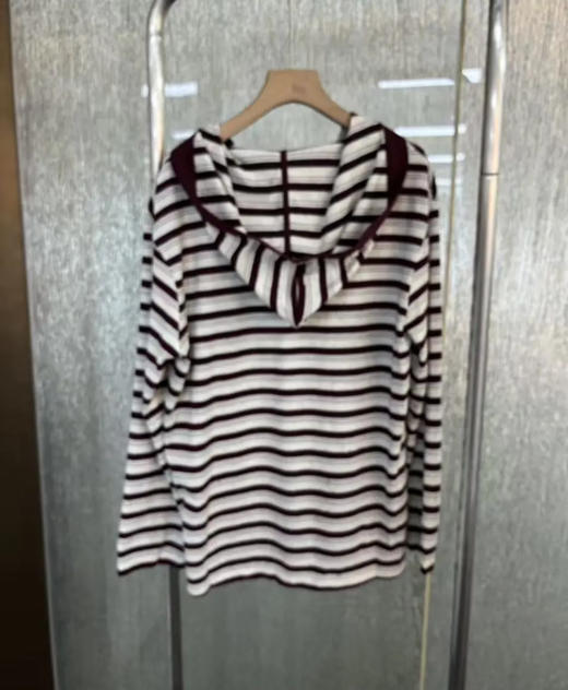 原单连帽条纹针织上衣 商品图1