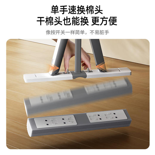 好媳妇对折式挤水胶棉拖把家用一拖净吸水厨房卫生间免手洗海绵头 商品图4