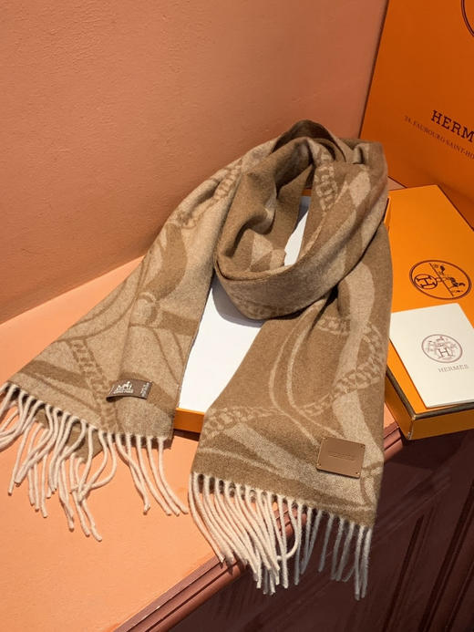 秋冬特惠💰350 爱马仕 巴黎时装展商务男士女士羊毛围巾 商品图8