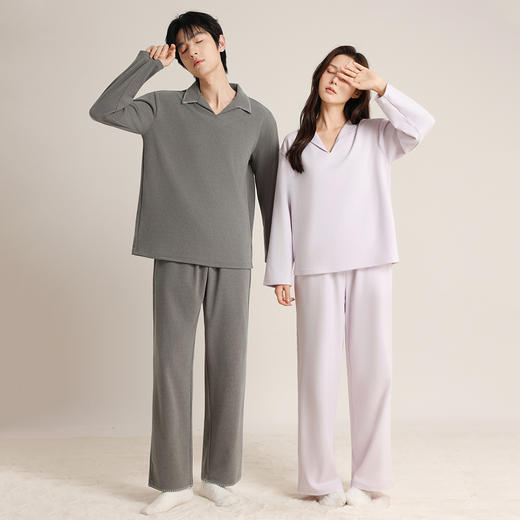 印篱YINGLI 秋冬新款 双面暖暖绒V领家居服 居家保暖 男女款 商品图3