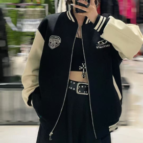 NC撞色拼接夹棉棒球服外套50915（黑）冬季 954010420321