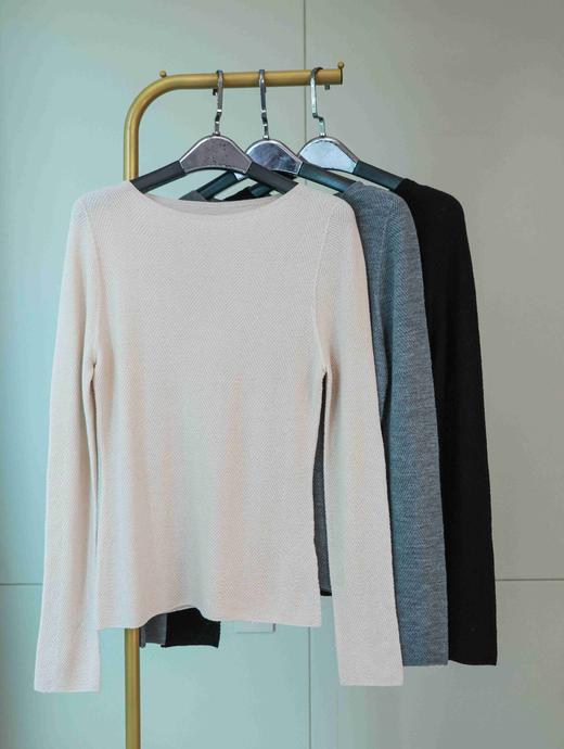 温流线|肌理感鱼骨纹羊毛打底衫 商品图0