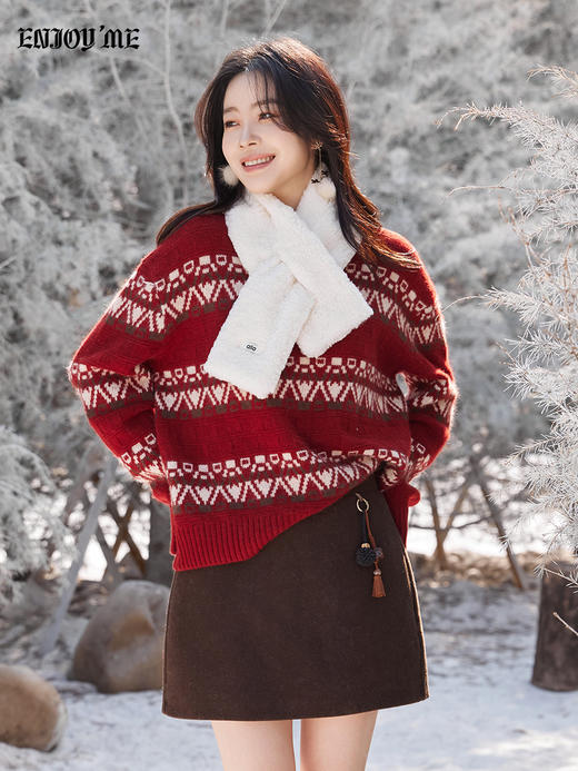 【门店同款】ENJOY冬季“游牧漫寻”费尔岛三排提花针织上衣 168645419 商品图1
