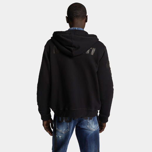 DSQUARED2 男士徽标贴片棉质连帽休闲外套 黑色 S71HG0153 S25516 900 商品图3