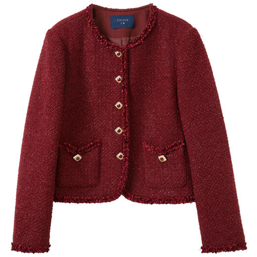 三彩2026春季新款复古轻奢香风短款外套单排扣显瘦开衫长袖S 商品图4