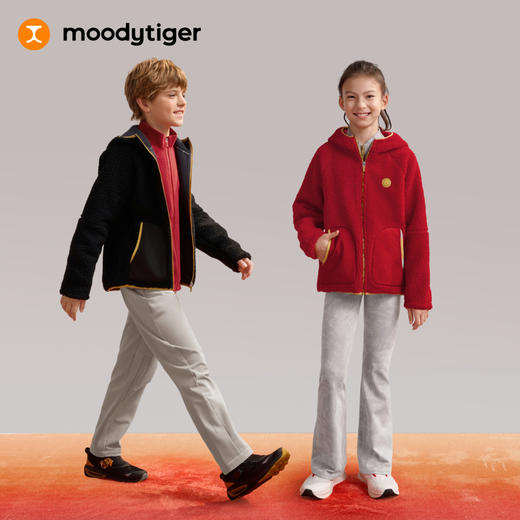 【大J专属】moodytiger新年系列儿童摇粒绒连帽外套卫衣加绒保暖外套61510401 商品图4