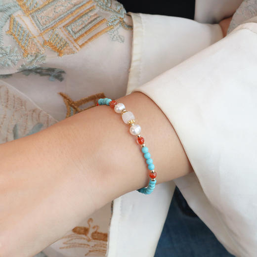 【菱镁矿手串】敦煌小众福泽新中式磷镁矿手串女小众设计轻奢女生设计感珍珠手链 商品图4