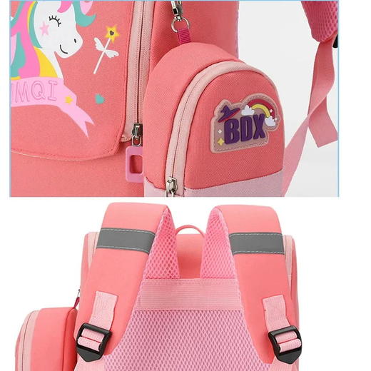 儿童卡通书包 带零钱包 独角兽宇航员动漫可爱图案双肩包 保护脊椎 商品图4