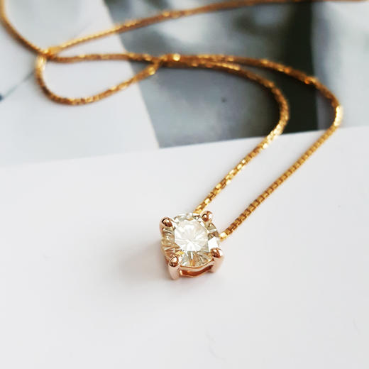 AU750玫瑰金简约时尚单钻款1.02克拉钻石吊坠项链6.1*6.1*5.3MM（皆取最大值）链长：42CM 151225NJS23 商品图4