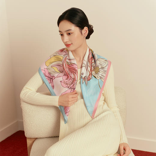 2026总台春晚方巾-玉兰赋·颂福 商品图1