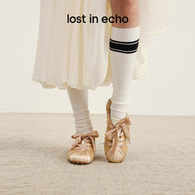 lost in echo2026春夏新款时尚手工褶皱缎面羊反绒芭蕾运动鞋女