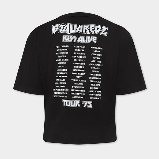 DSQUARED2 女士水钻 KISS 徽标棉质圆领短袖T恤 黑色 S72GD0611 D20035 900 商品图1