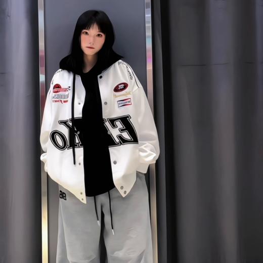 NC棒球领印图案长袖夹棉外套51203（白）冬季 154012110321 商品图0