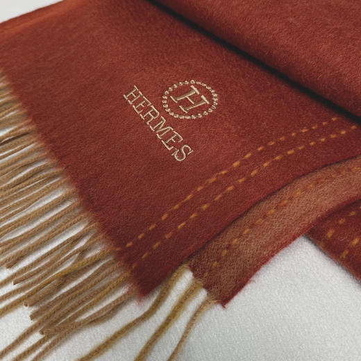 秋冬特惠💰300 HERMES🧣爱马仕围巾 巴黎时装展商务男士女士通用双面羊毛披肩 商品图7