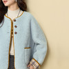 【12/24新品6.5折】熙世界小香风毛绒短外套女秋冬仿皮草小众不撞款蓝色皮毛一体上衣 商品缩略图3