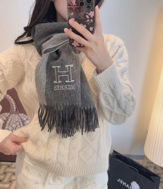 秋冬特惠💰330 爱马仕男女同款双面围巾 商品图0