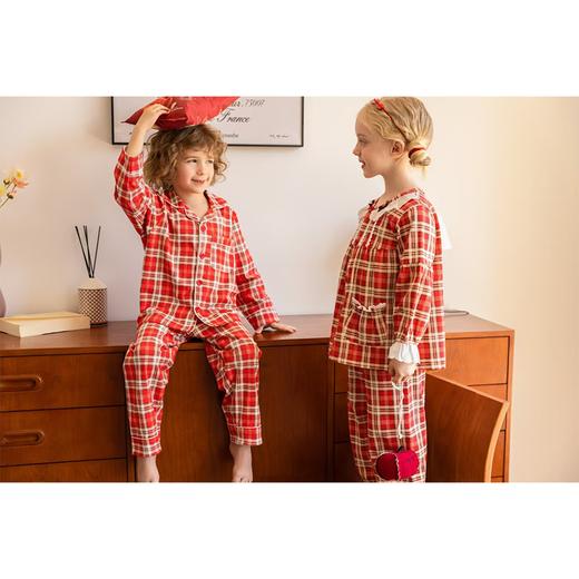 卡布丢丢清新格子云感棉鸿运儿童家居服套装（110-130）（尺寸样式请备注） 商品图0