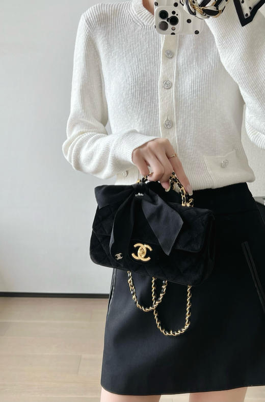 香奈儿 25K系列 蝴蝶结𝖢𝖥手柄丝绒黑色（LZ） 商品图7