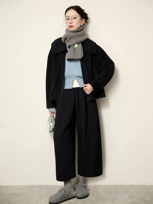 D122427花纱柏林裤！冬季保暖加厚磨毛松紧高腰山本羊毛毛呢马丘裤 商品图5