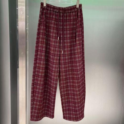 NC松紧抽绳百搭格子阔腿裤51015（红）冬季 954011510321 商品图1