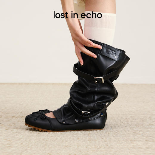 lost in echo2026春夏新款高级头层牛皮可拆卸两穿芭蕾舞鞋堆堆靴 商品图0