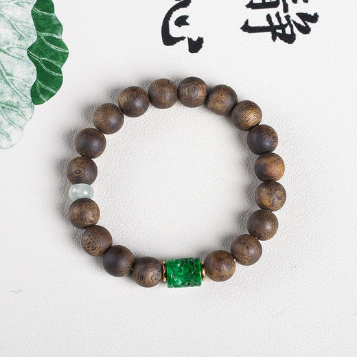 xy0656沉香+翡翠手串 商品图2