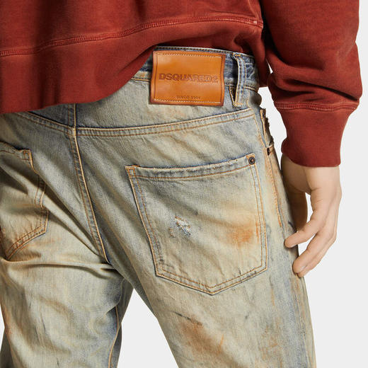 DSQUARED2 男士字母徽标标签棉质休闲牛仔裤 浅蓝色 S71LB1659 D30011 470 商品图3