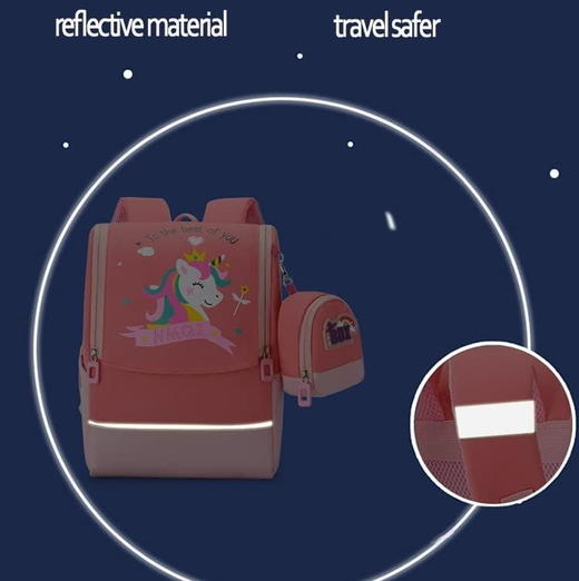 儿童卡通书包 带零钱包 独角兽宇航员动漫可爱图案双肩包 保护脊椎 商品图3