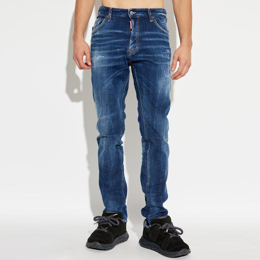 DSQUARED2 男士字母徽标标签棉质休闲牛仔裤 深蓝色 S71LB1640 S30664 470 商品图1